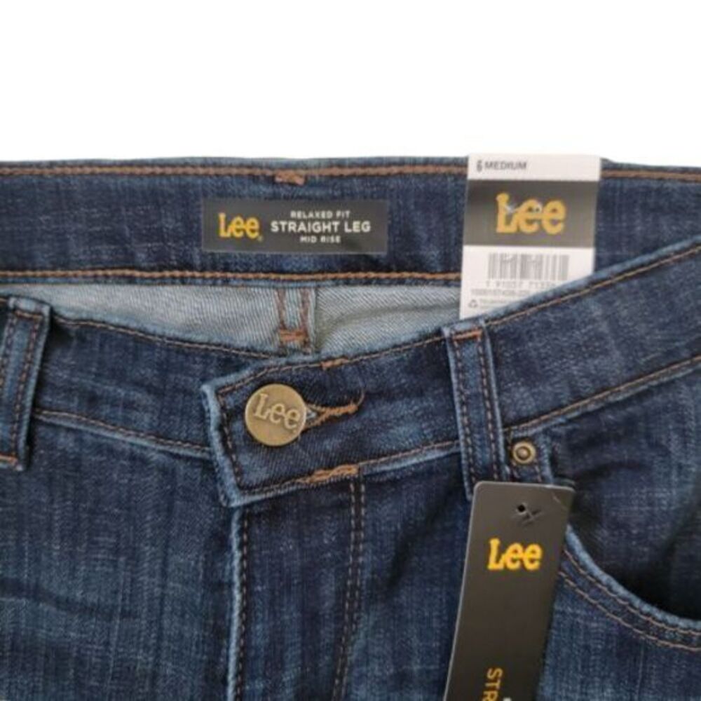 Lee Bewitched 5 Pocket Straight Leg Dark‎ Wash Denim Jeans Size 6 NWT Tapered - Picture 8 of 16